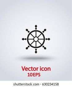 Vector icon nautical helm wheel.