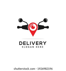 vector icon navigation pin and scooter handlebar for delivery logo business,food delivery,delivery service modern template