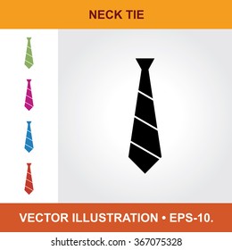 Vector Icon Of Neck Tie With Title & Small Multicolored Icons. Eps-10.