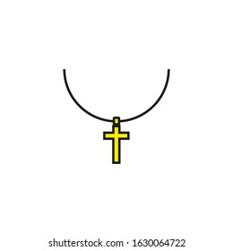 vector icon with necklace shape with crucifix cross
