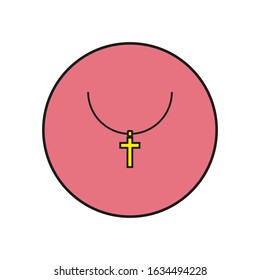 vector icon with necklace shape with crucifix