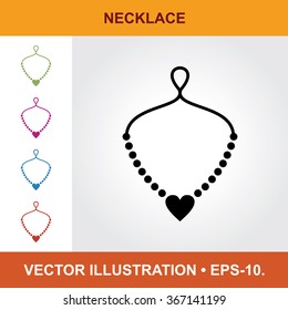 Vector Icon Of Necklace With Title & Small Multicolored Icons. Eps-10.