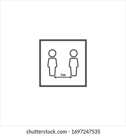 Vector icon need to keep distance between people on white isolated background.