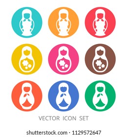 Vector icon of nested doll (matryoshka). Symbol of Russia. Template for style design.  