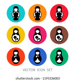 Vector icon of nested doll (matryoshka). Symbol of Russia. Template for style design.  