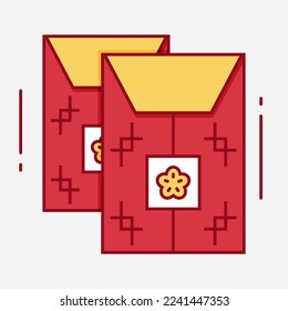 Vector Icon New year Chinese red envelope. Chinese red envelope illustration in flat style.