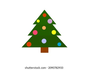 Vector icon - New Year, elegant tree with New Year toys. Celebration

