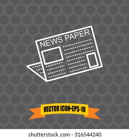 Vector Icon of News Paper on Dark Gray Background. Eps.10.