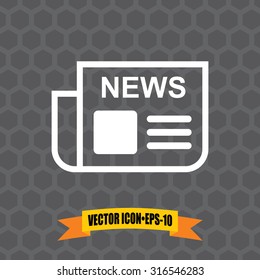 Vector Icon of Newspaper on Dark Gray Background. Eps.10.