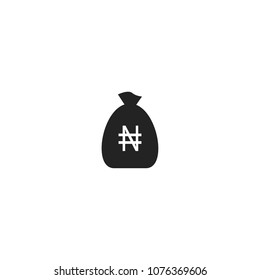 Vector icon of Nigerian Naira sign on money bag