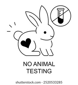 Vector icon for No Animal Testing. Icon of a rabbit with a crossed-out lab flask to represent cruelty-free and no animal testing products.