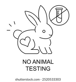 Vector icon for No Animal Testing. Icon of a rabbit with a crossed-out lab flask to represent cruelty-free and no animal testing products.