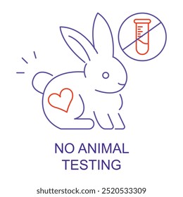 Vector icon for No Animal Testing. Icon of a rabbit with a crossed-out lab flask to represent cruelty-free and no animal testing products.