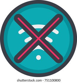 Vector Icon of a no connection in flat with outline style. Pixel perfect. Player and multimedia icon.