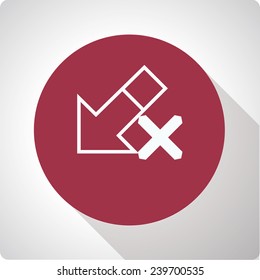 Vector icon "no download" on a red circle with a long shadow