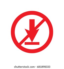 Vector icon "no download" on white background