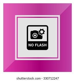 Vector icon of No flash sign depicting snapshot camera with flash and inscription
