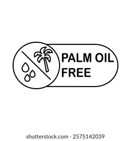 Vector icon for No Palm Oil. A bold design with a palm tree crossed out, symbolizing sustainable and eco-friendly practices.