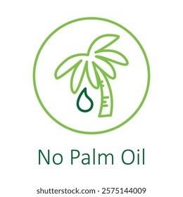 Vector icon for No Palm Oil. An environmental statement emphasizing sustainable sourcing and protection of biodiversity.