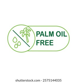 Vector icon for No Palm Oil. An environmental statement emphasizing sustainable sourcing and protection of biodiversity.