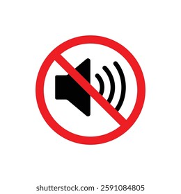 Vector icon of no speaker and volume-off symbol indicating mute