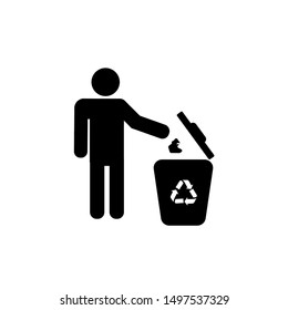 Vector icon of not littering. Icon symbol of throwing trash in its place