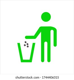 Vector icon of not littering. Icon symbol of throwing trash in its place
