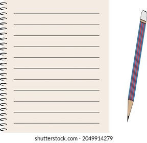 Vector icon notebook and pencil