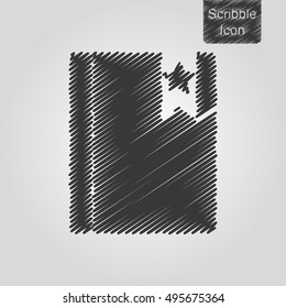 Vector icon of notepad with bookmark in scribble style. Flat design style. EPS 10