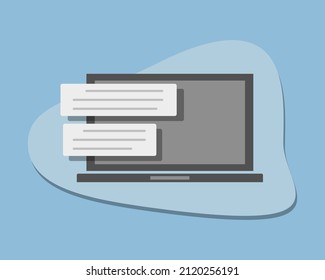 Vector icon notification message on computer on white isolated background.