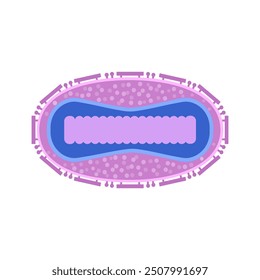 Vector icon of novel mpox virus, Monkeypox viral structure isolated on white background. Illustration of abstract model of virus detected in Africa. New pandemic threat. Smallpox virus.