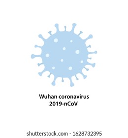 Vector icon of novel virus 2019-nCoV, the Wuhan coronavirus isolated on white background. Illustration of abstract model of virus detected in Chine with name. Quarantine concept. 