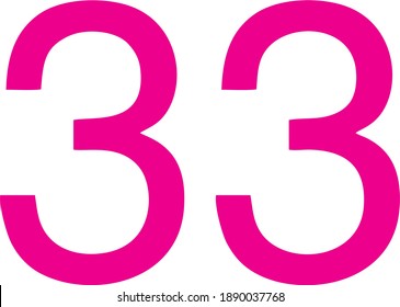Vector icon of the number thirty-three