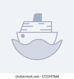 Vector icon of an ocean cruise ship in the water. It represents a concept of travelling, cruise or journey. Also can be used as a logo, icon or label