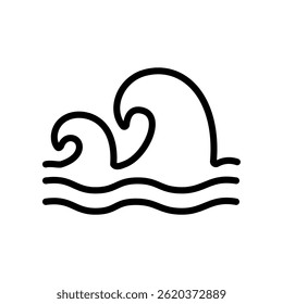Vector icon of an ocean wave in line icon style, isolated on white background