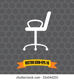 Vector Icon of Office Chair on Dark Gray Background. Eps.10.