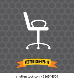 Vector Icon of Office Chair on Dark Gray Background. Eps.10.