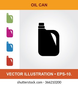 Vector Icon Of Oil Can  With Title & Small Multicolored Icons. Eps-10.