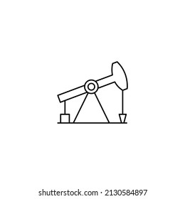 Icono vector de una bomba de aceite o gas. Un diseño de material simple, en blanco, contorno, aislado en fondo blanco
