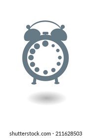 Vector icon of an old alarm clock without arrows with shadow on white background.