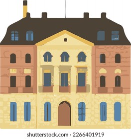 Vector Icon Of Old German Berlin House Separated On White. Handmade vector art.