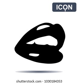 Vector icon on a background. Black lips.