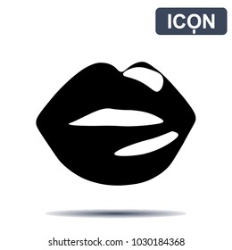 Vector icon on a background. Black lips.