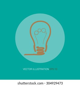 Vector icon on a blue abstract background "bulb"