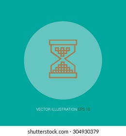 Vector icon on a blue abstract background "waiting clock"