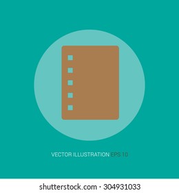 Vector icon on a blue background in the circle "note paper"