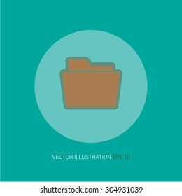 Vector icon on a blue background in the circle "folder"