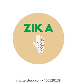 Vector icon  on  circle various symptoms of Zika on the human