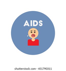 Vector icon  on  circle various symptoms of AIDS on the human