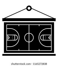 A vector icon on floor of empty basketball court
